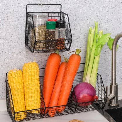 Kitchen Wall Mounted Storage Rack Vegetables Fruits Holder