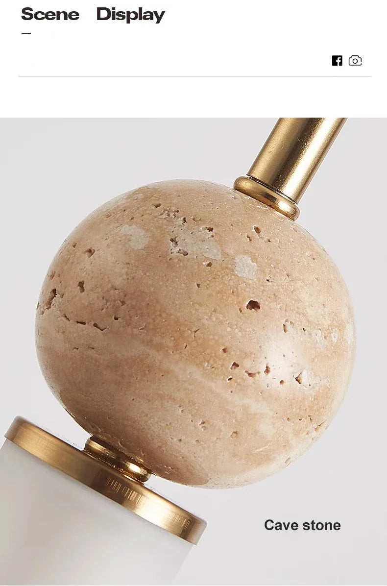 Cave Stone Wabi-Sabi Bedroom Bedside Chandelier Creative