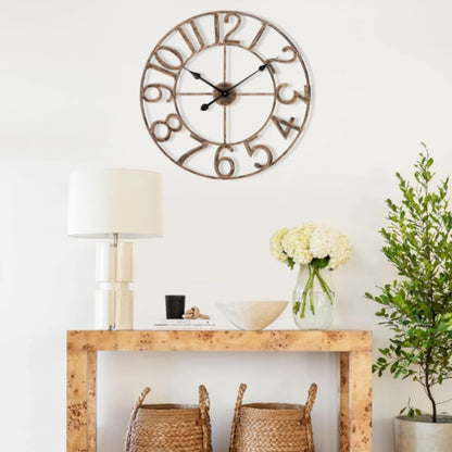 Nordic Minimalist Wrought Iron Silent Clock Retro Creative