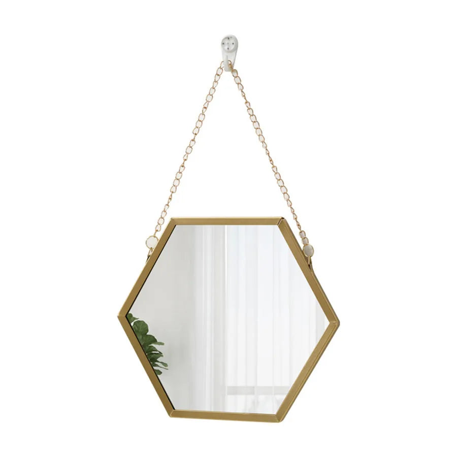 Iron Hexagonal Wall Mounted Mirror, Wall Mounted Decorative