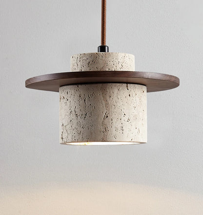 Stone Pendant Light with round Wood Bedside Lamp Restaurant