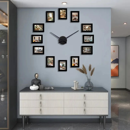 Creative Black Photo Frame Wall Clock DIY Album Clock