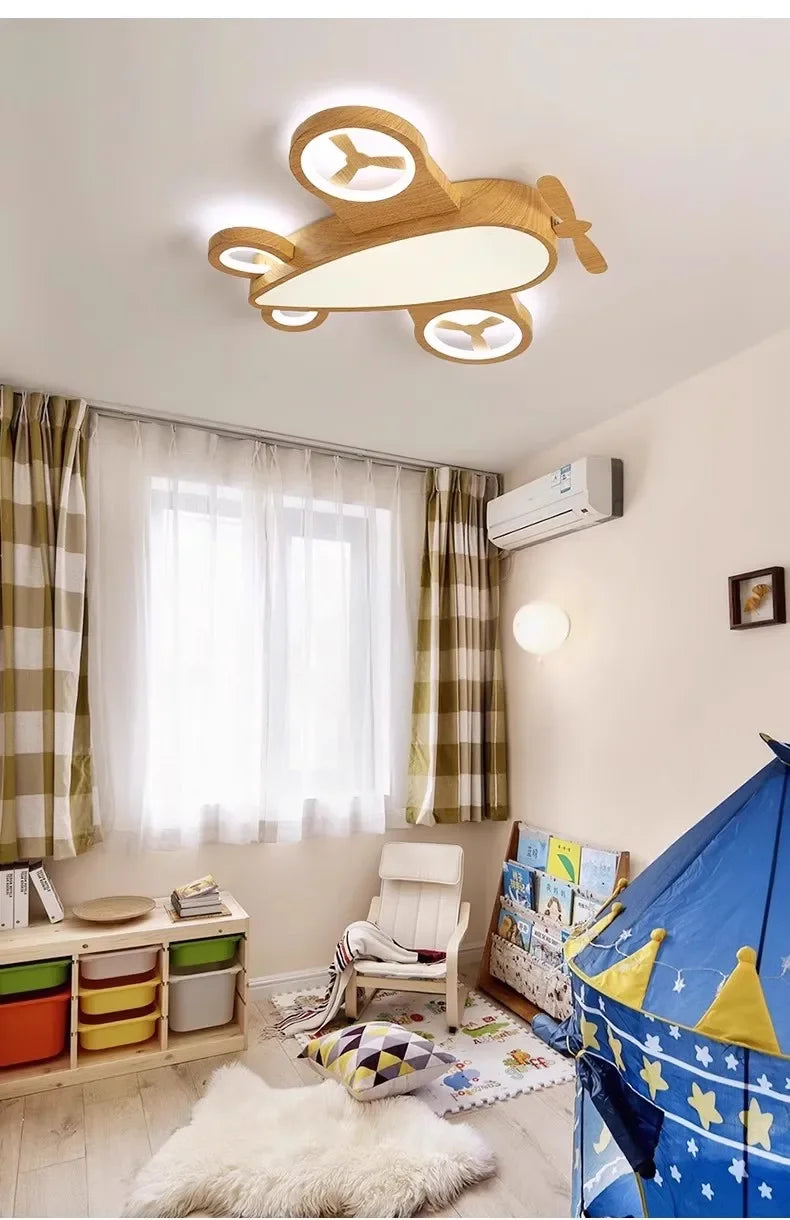 Children'S Room Airplane Ceiling Lights Log Color LED