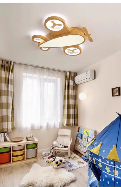 Children'S Room Airplane Ceiling Lights Log Color LED