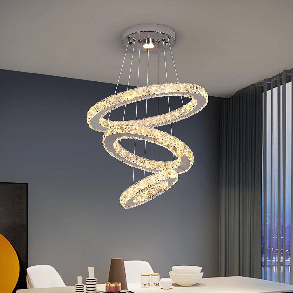 Modern Pendant Lighting Rings Led Crystal Chandelier