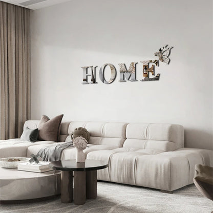 3D Mirror Wall Sticker 'HOME' Logo Entrance Decorative