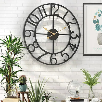 Nordic Minimalist Wrought Iron Silent Clock Retro Creative