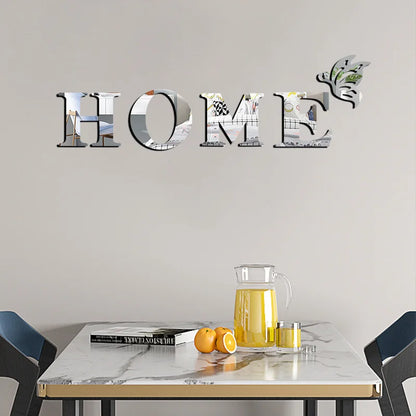 3D Mirror Wall Sticker 'HOME' Logo Entrance Decorative