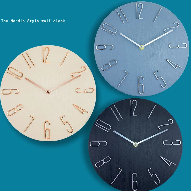 30Cm 12Inch Wall Clocks Living Room Silent Brief Wall Clock