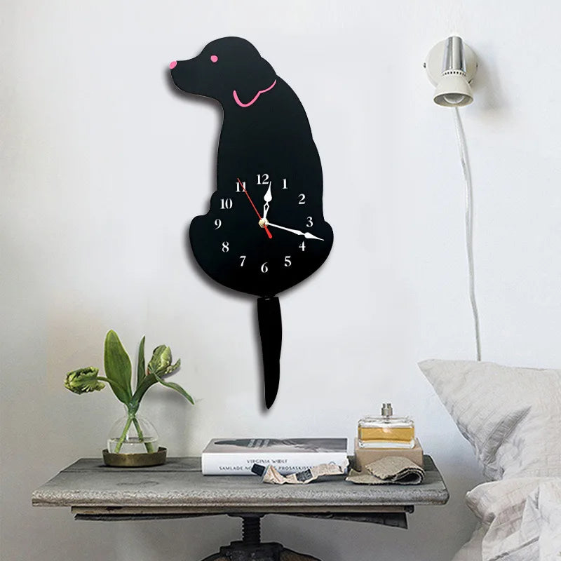 Personality New Diy Clock Living Room Acrylic Wag Tail Dog