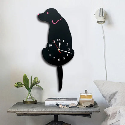 Personality New Diy Clock Living Room Acrylic Wag Tail Dog