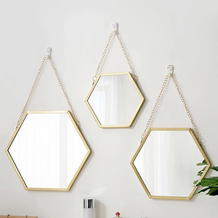 Iron Hexagonal Wall Mounted Mirror, Wall Mounted Decorative