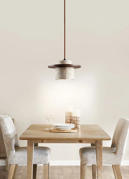 Stone Pendant Light with round Wood Bedside Lamp Restaurant