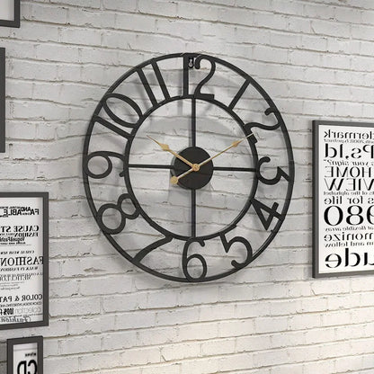 Nordic Minimalist Wrought Iron Silent Clock Retro Creative