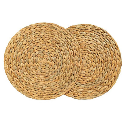 Natual Straw Weave Rattan round Placemats Cups Mat Dining