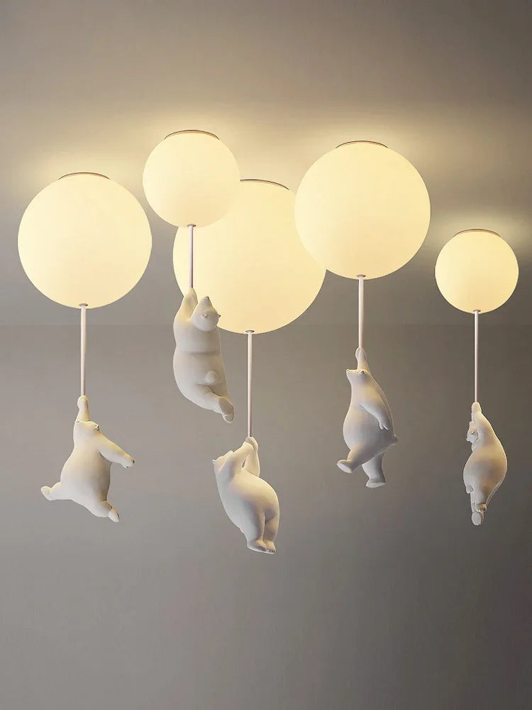 Modern Acrylic Spherical Cartoon Bear Resin Small Animal