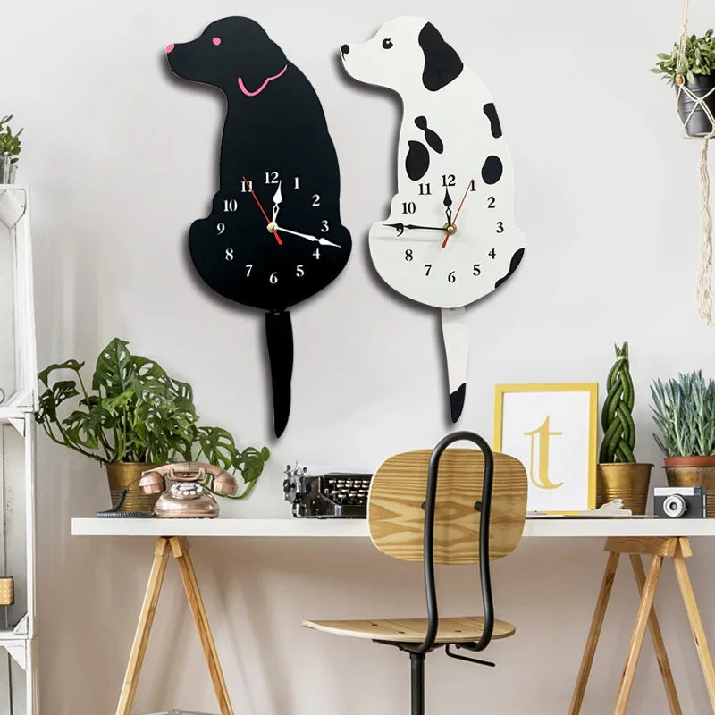 Personality New Diy Clock Living Room Acrylic Wag Tail Dog