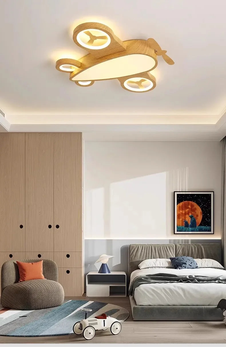 Children'S Room Airplane Ceiling Lights Log Color LED