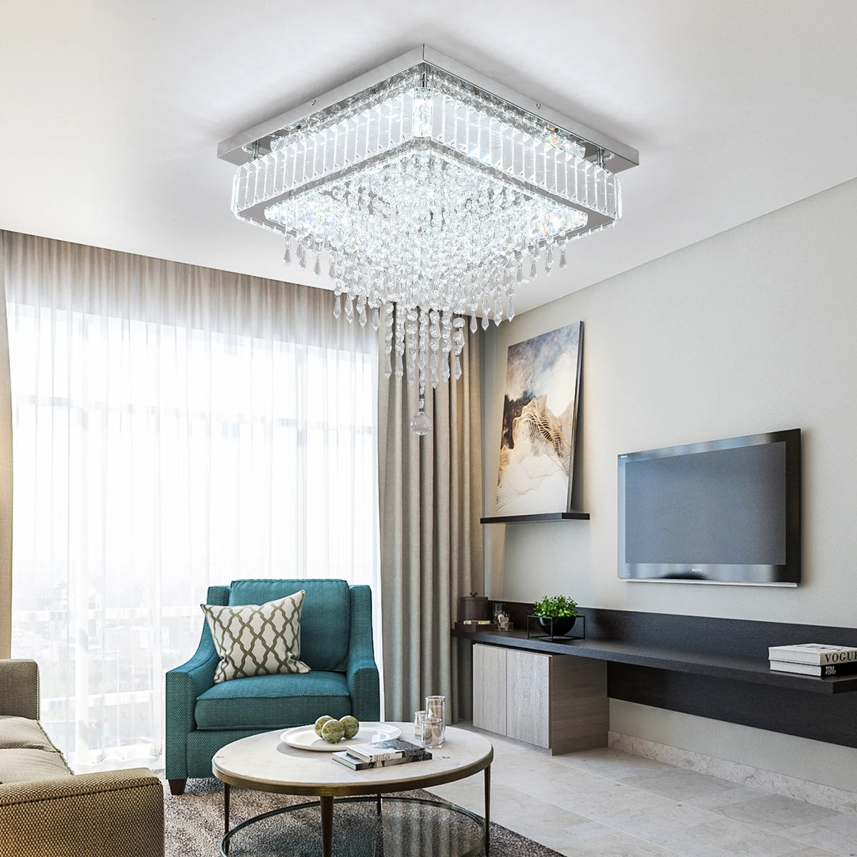 Modern Luxury Crystal Led Pendant Light Rain Drop