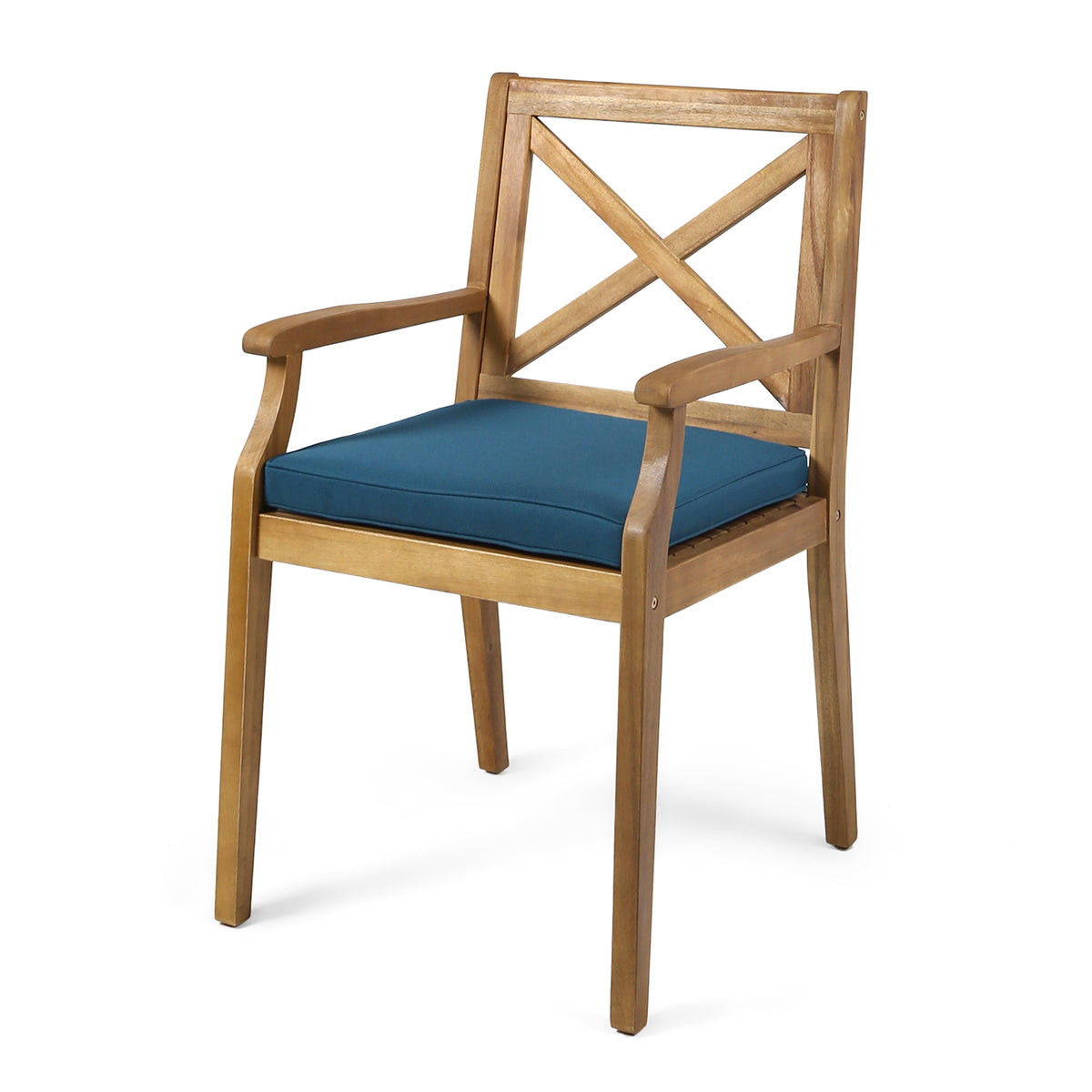 PERLA DINING CHAIR,2PCS with 2 Blue Cushions,For Backyard,