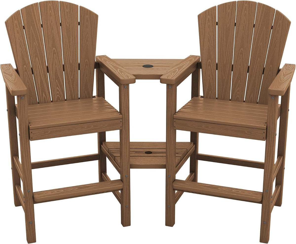 Tall Adirondack Chairs Set of 2, HDPE Bar Height Outdoor Chairs