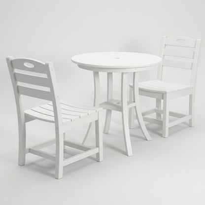 White 3-Piece Outdoor Bistro Set round Table Set Patio