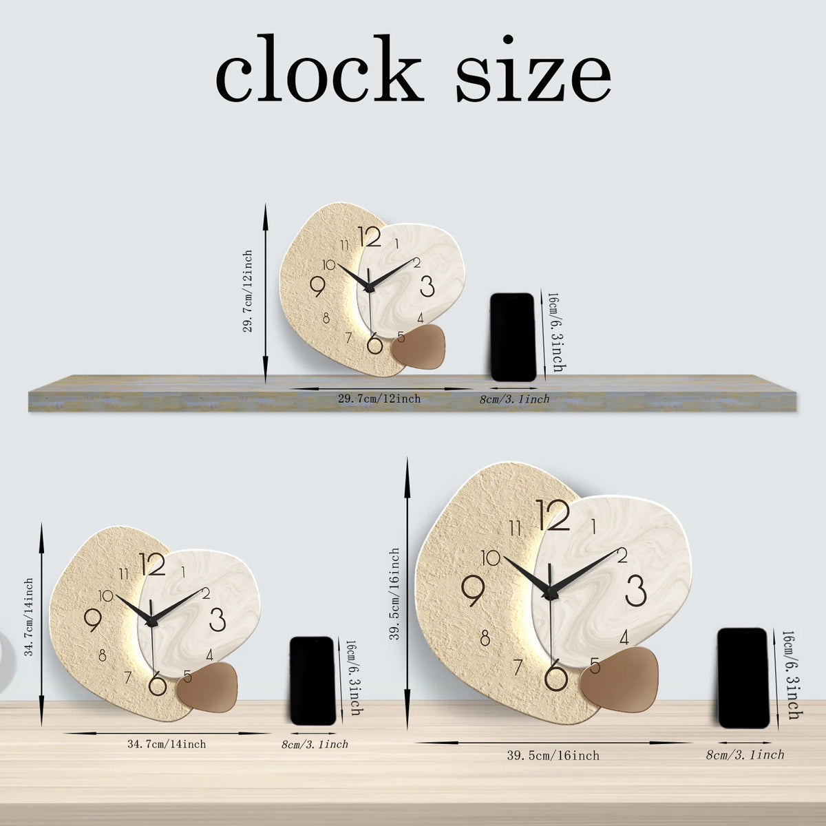 Modern Simple Wall Clock, Silent Quartz Clock, Bedroom Clock Living Room Sofa Background Decoration Wall Clock, No Battery