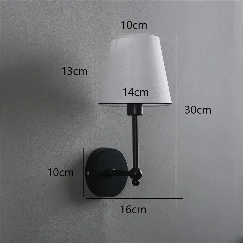 American Retro Wall Lamp Bedroom Bedside Lamp Bathroom Mirror Lamp Luster Luxury Sconce Fabric Lampshade TV Wall Lights Fixtures
