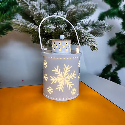 Nordic LED Candle Lantern, White Snowflake