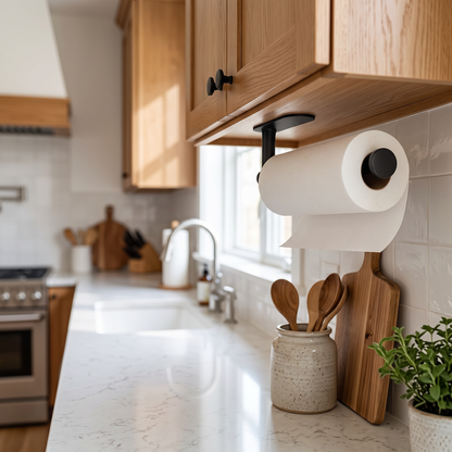 Paper Towel Holder under Cabinet Wall Mount for Kitchen in a modern home