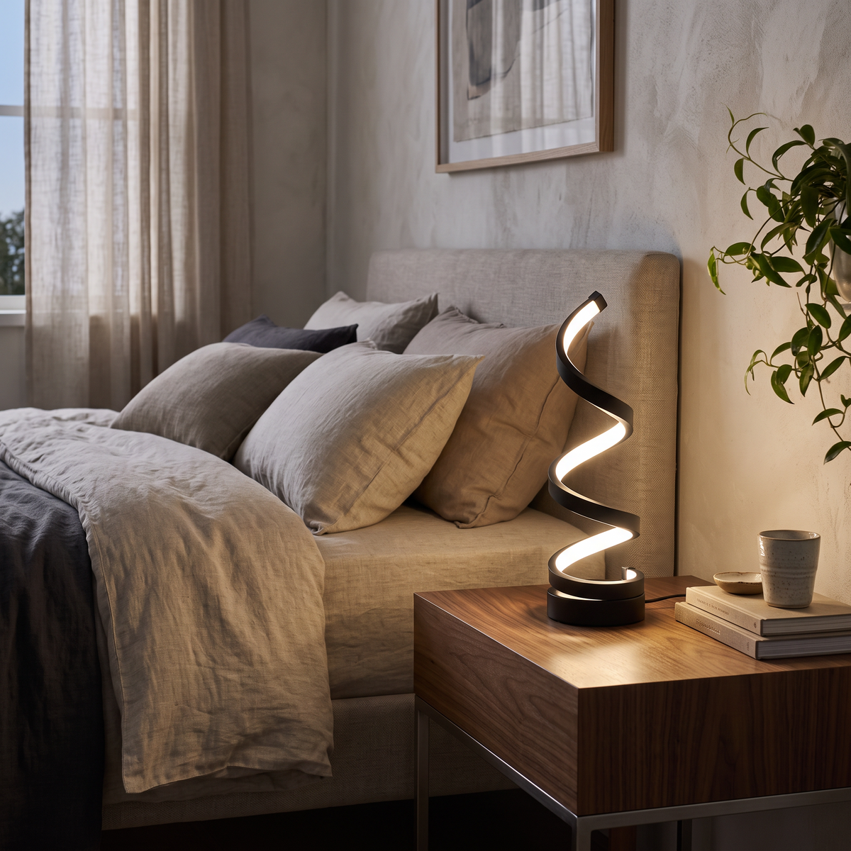 1PC Modern Simple Table Lamp Bedroom Bedside Desk Creative in a modern home