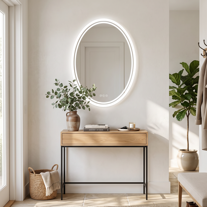 LED Bathroom Mirror Backlit round Vanity Mirror with Lights in a modern home