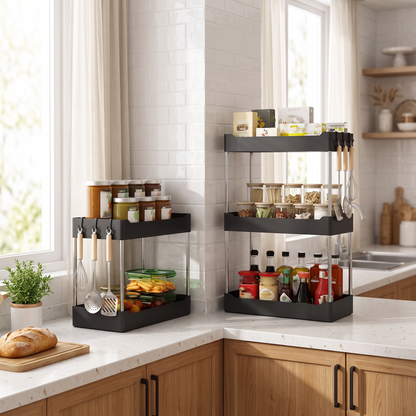 1Pc Kitchen Spice Storage Rack Multi-Functional Countertop in a modern home