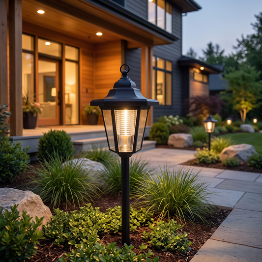 1PC/2PC Hexagonal Solar Path Lights Outdoor Hanging in a modern home