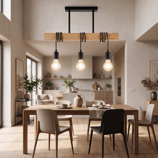 Retro Chandelier Ceiling Light Wood Art Winding in a modern home