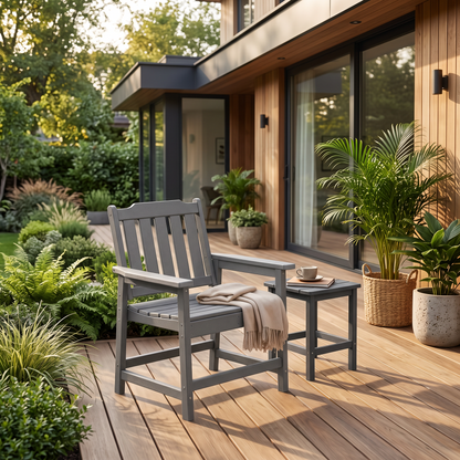 All-Weather Patio Chair, HDPE Patio Dining Chair, Heavy in a modern home