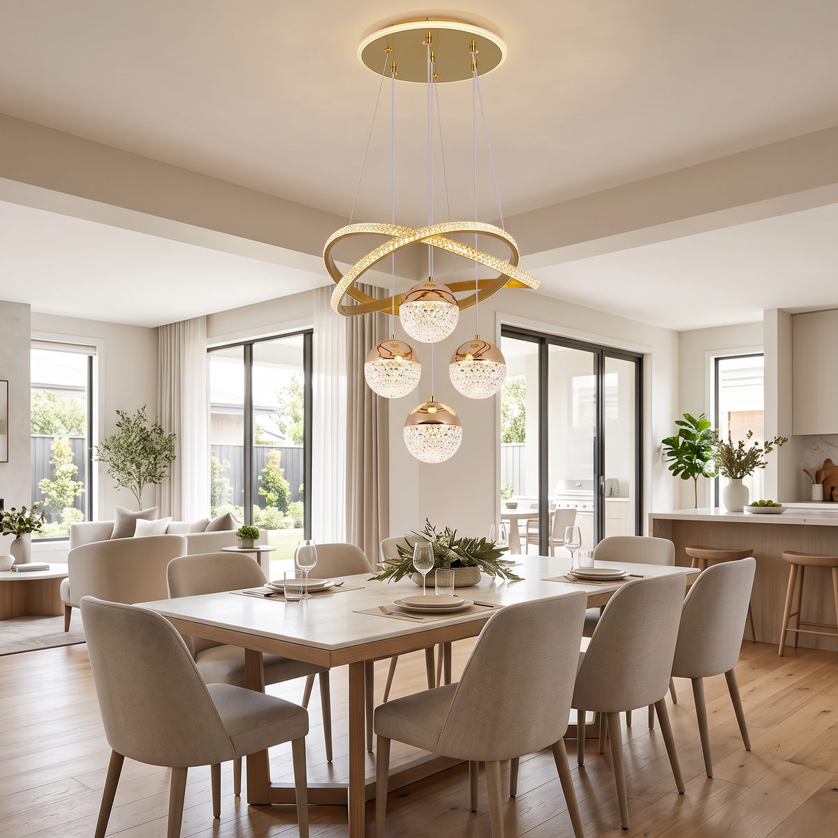 Modern LED Chandelier Lighting Three LED Colors Nordic in a modern home