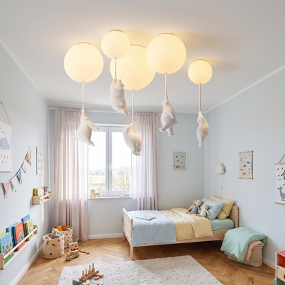 Modern Acrylic Spherical Cartoon Bear Resin Small Animal in a modern home