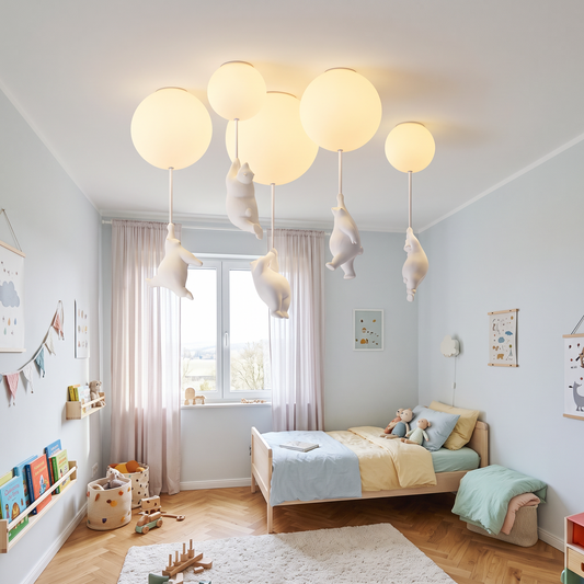 Modern Acrylic Spherical Cartoon Bear Resin Small Animal in a modern home