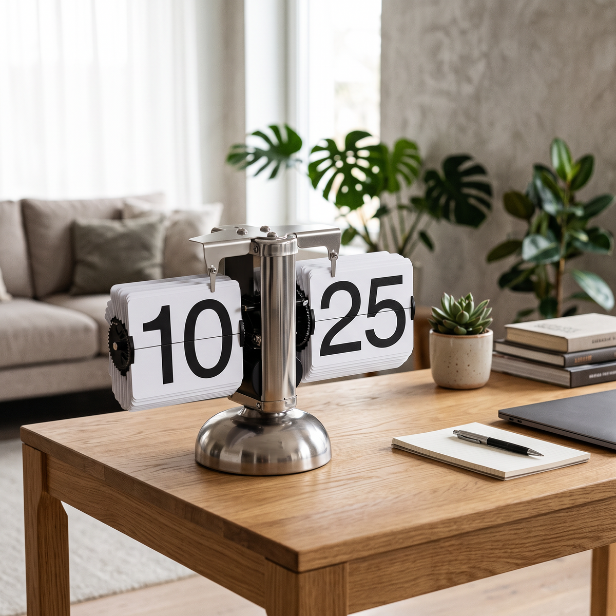 Digital down Clock Retro Minimalist Single Foot Mechanical in a modern home