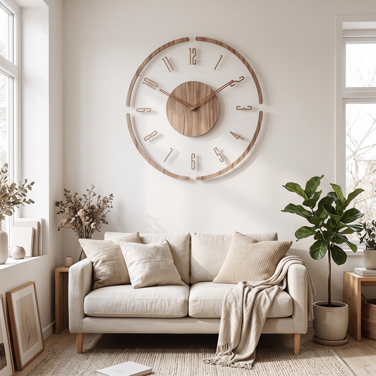 Hot Wall Clock Living Room Decoration Solid Wood Creative in a modern home