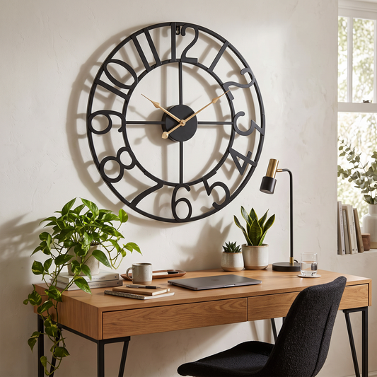 Nordic Minimalist Wrought Iron Silent Clock Retro Creative in a modern home