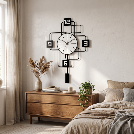 Modern Minimalist Family Large Wall Clock Silent Wall Clock in a modern home