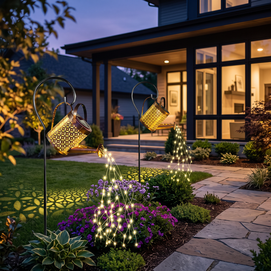 1Pc Solar Watering Can with Lights Solar Lanterns Outdoor in a modern home