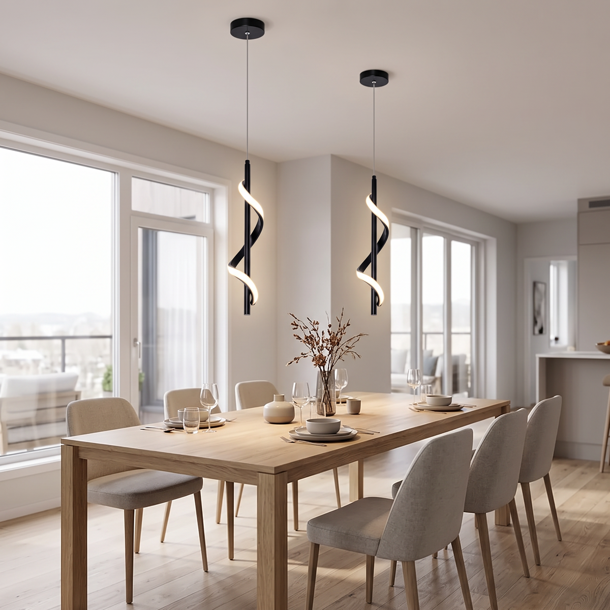 Nordic Spiral Chandelier Minimalist Modern Atmosphere in a modern home