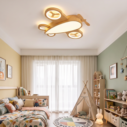 Children'S Room Airplane Ceiling Lights Log Color LED in a modern home