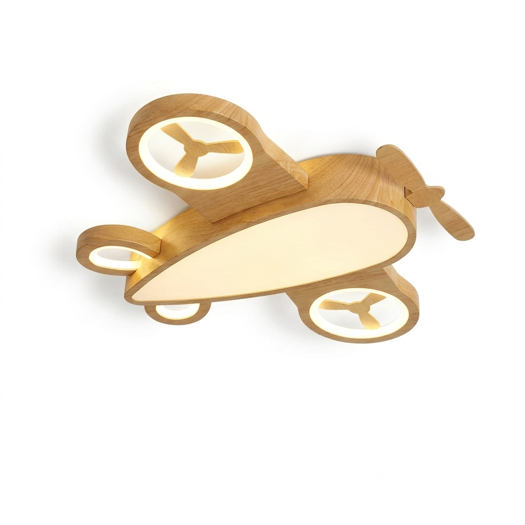 Wooden Airplane Ceiling Light on a white background
