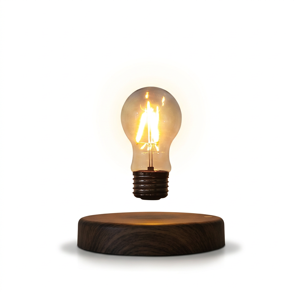 Levitating Bulb Lamp on a white background