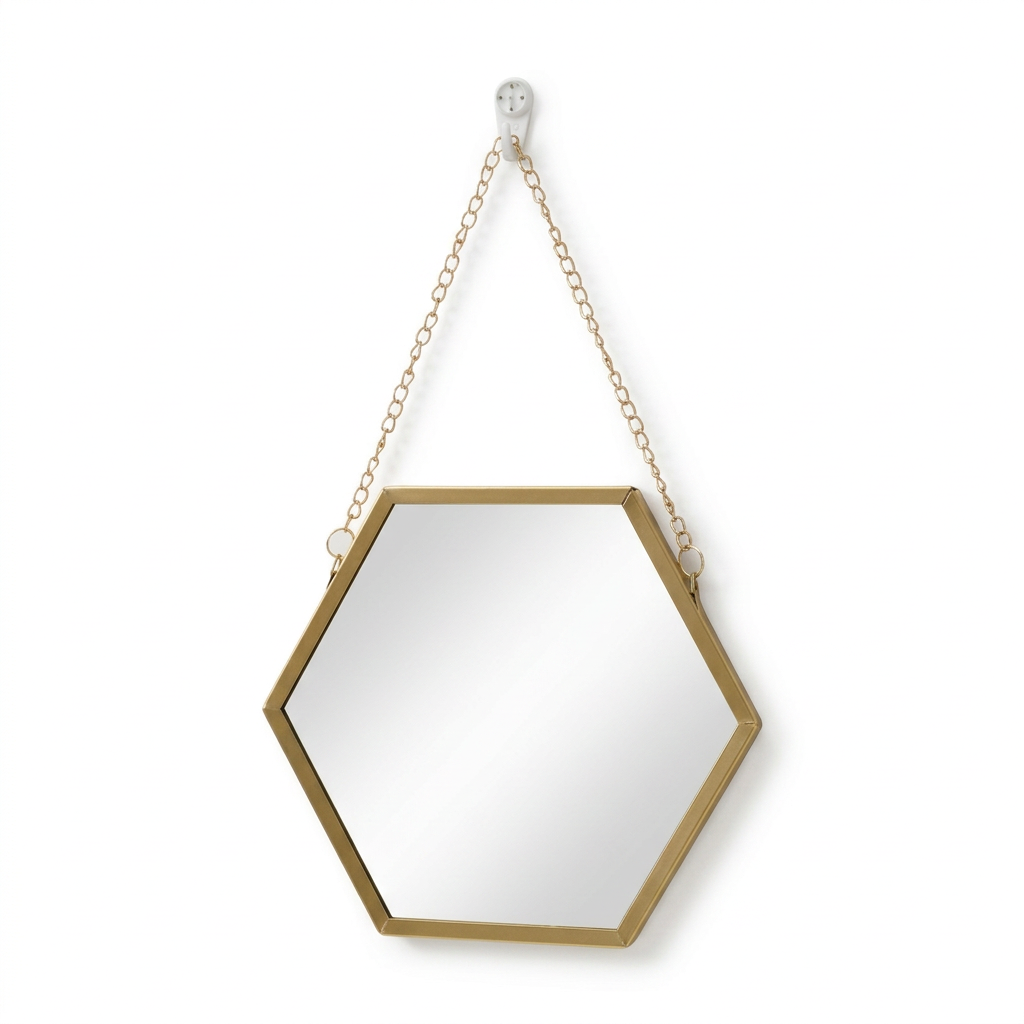 Gold Hexagon Mirror on a white background