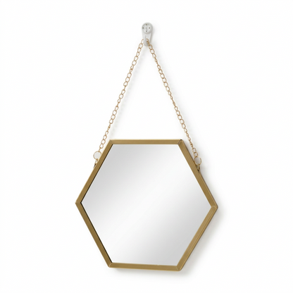 Gold Hexagon Mirror on a white background
